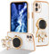 RALEAVO Compatible with iPhone 12 (6.1) Case with Cute Astronaut Kickstand Design Shockproof Plating Phone Case for iPhone 12-White