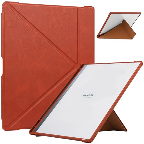 HGWALP Remarkable 2 Hülle mit Stifthalter, Schlankes Leichtgewicht Hülle mit eingebautem Stifthalter&Klare Transparente Stoßfeste Rückschale Kompatibel mit Remarkable 2 digitalem Papier-Braun