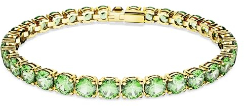 Swarovski Matrix Tennisarmband Gold aus Edelstahl Zirkonia Kristallen in der Farbe Grün, Größe M, 5658849