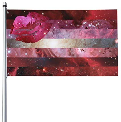 90X150cm Gartenflagge Lippen Lesbische Galaxy Pride Flag Außenbanner Lichtbeständige Dekoration Flagge Robuste Fahne Für Bar Garten Hof