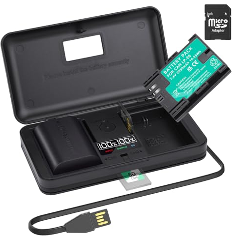 2 LP-E6 Ersatz Batterie Akku 2850mAh mit LCD Built-in USB Kable Ladegerät with Type C Port für LP-E6, LP-E6NH, Canon Eos 5D Mark II/III/IV, 5DS, 5DS R, 6D, 7D, 7D Mark II, 60D, 70D, 80D Digital Kamera
