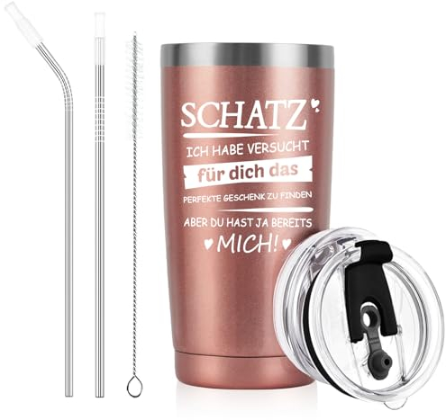 Livole Freundin Ehefrau Geschenk Valentinstag, Ich Liebe Dich Geschenke für Freundin, Frauen - Schatz Ich Habe Versucht für Dich Das Perfekte Geschenk zu Finden - 20OZ 600ml Kaffeebecher to go Thermo