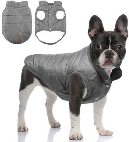 meioro Winter Hundemantel Warme Hundejacke, Kaltes Wetter Haustier Kleidung Winddichte Welpenmäntel, Hund Fleeceweste Weiches Sweatshirt für Kleine Mittlere Hundepullover Outfit (Grau,L)