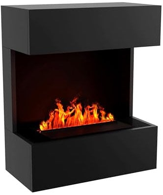 KAMINLICHT Wasserdampf Kamin FREYTAG (Standkamin) - Elektrokamin mit realistischen LED 3D-Flammen, Knistereffekt & Fernbedienung, 60x72x30 cm - Opti-Myst 400 Elektro Kamin, Schwarz