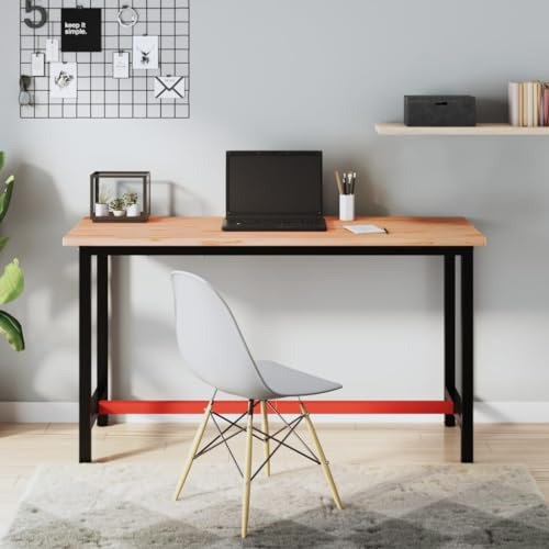 prissent Werkbank 150 x 55 x 81,5 cm Massivholz Buche und Metall Arbeitstisch Holz Arbeitstisch Arbeitsplatte Möbel Garage Arbeitstisch Garage Tisch Werkstatt
