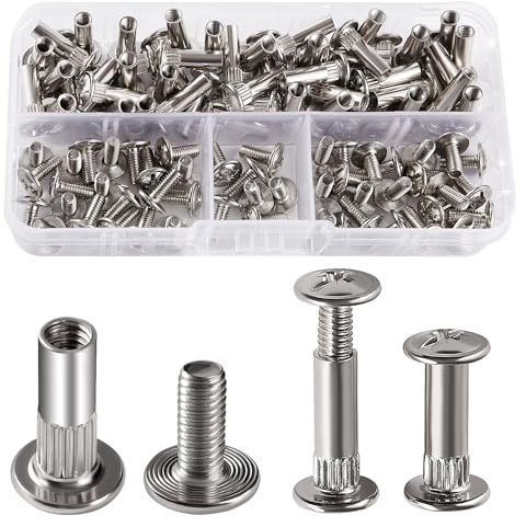 VooGenzek 50 Pezzi Φ5 Manicotto per Collegare con M4 Viti, Vite di Giunzione per Mobili, Raccordo, Viti di Rilegatura per Armadio, 18-23 mm