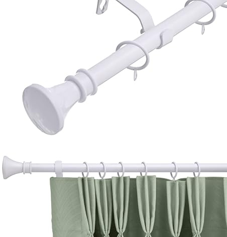 Lister Cartwright 19 mm Extendable Metal Curtain Pole Rods - White (Bell Finials, 70-120 cm)