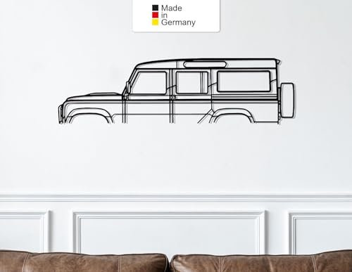 MetalGiftsWorld Land Defender 110 Classic, Metall Wandbild, Wanddeko, Auto Silhouette (Größe: 200 cm (78))