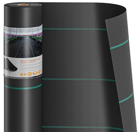 Dripex Unkrautvlies Gartenvlies gegen Unkraut 100m², 2m x 50m Unkrautfolie Wasserdurchlässig 90g/m² Reißfestes Bändchengewebe Rolle Unkrautgewebe, Hohe UV-Stabilisierung