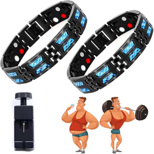IRXELO Noruion Far-Infrarot-Ionen-Armband, Noruion Far Infrared Ionizer Wristband,Magnetarmband Magnetbänder Für Herren Herrenarmband Längenverstellbar Mit,Infrarot Armband,Verstellbare (2Stück)