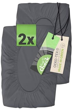 Emily´s Check 2er Pack Spannbezug für Nackenkissen Gesundheitskissen 1596.2323, 30-35 x 45-50 cm, anthrazit