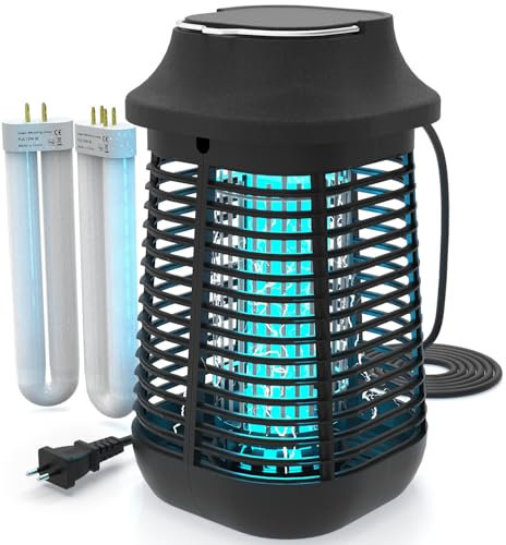 Lampe Anti Moustique 4200V 15W UV, 2 Lampes de Rechange, utilisée pour Tuer Les moustiques et Autres Insectes Volants, Convient pour intérieur et extérieur