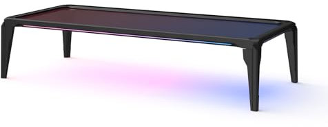 YaGee RGB-Schreibtischregal für Gamer, Desktop-Glasständer für Figurendarstellung und -aufbewahrung, Zur Verwendung mit Monitor-Armen, cooles Gaming-Schreibtischzubehör, schwarz, 40 x 17 cm