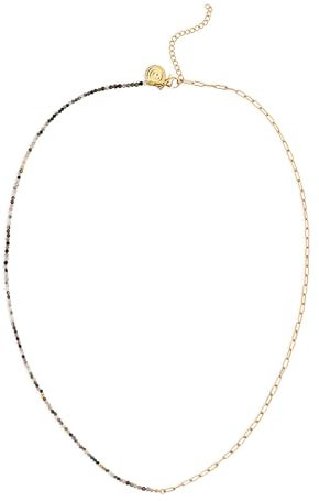 SINGULARU - Eloise Halskette 90cm. Edelstahl mit 18 Kt Vergoldeter Beschichtung und Naturstein. Schmuck für Damen.