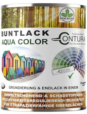 Contura Buntlack Glänzend Lackfarbe 750ml Lack Außen Innen Holz 2in1 Metall Farbe Holzlack Möbellack (RAL 9016 Verkehrsweiß, 750ml.)