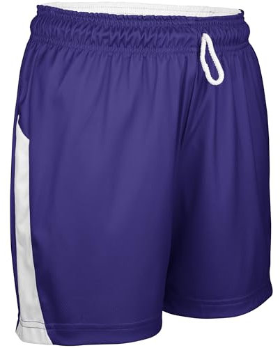 Champro Swish Reversible Basketball Shorts Pantaloncini, Viola, Bianco, Small Donna