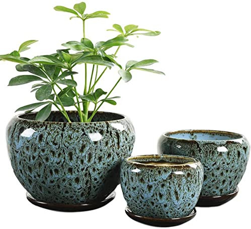XWBLDBDFC Juego de macetas de cerámica para exteriores, tres cerámicas, grandes, para el hogar con bandeja, simple, creativa, rábano verde, personalidad, maceta suculenta