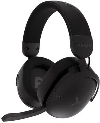 KRUX Crave Pro Wireless, Kabellose Kopfhörer für Gamer, versenkbares Mikrofon, 2,4 GHz, BT, USB Typ C, Verstellbarer Kopfbügel, Hybrid-Ohrpolster, Gewicht 299 g