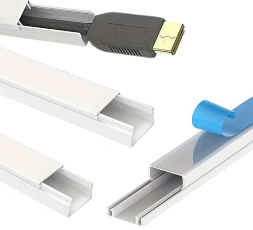 Canaletas Adhesivas para Cables 15x10mm Pack de 4, 6, 8 o 10 Metros, Organizador de Cables, Canaleta Cables Pared Adhesivo, Color Blanco, Proteger y Cubrir Cables (8)