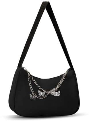 YZROHYI Schultertasche Damen Klein,Coole Taschen Teenager MäDchen,Handtasche Schwarz,Unterarmtasche MäDchen,Y2k Crossbody Bag,UmhäNgetasche Vintage Shoulder Bag Women,Tasche Tote Bag,Achsel Tasche