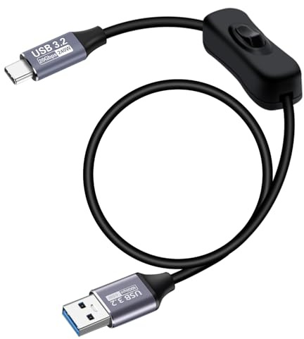 YINGAYOU Cavo USB C con Interruttore 3A 60W 10 Gbps Cavo Ricarica Rapida Type C con Interruttore per Laptop, PC, Telefoni Cellulari e Veicoli (nero, 1.5 m)