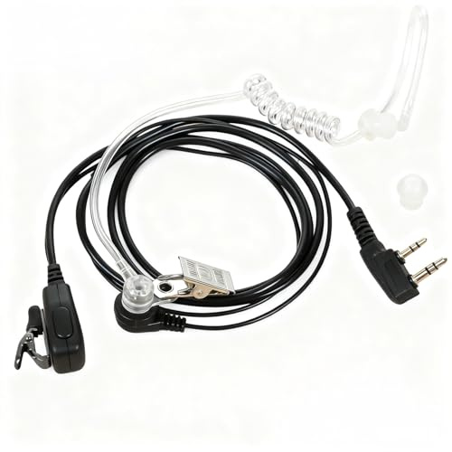 2 Pcs Earpiece Compatible with Baofeng UV-5R UV-82 BF-888S Kenwood RT24 RT27, Earpiece Covert Walkie Talkie 2 Pin Security Headset Surveillance Acoustic Tube Push to Talk PTT Mic Two-Way Radio