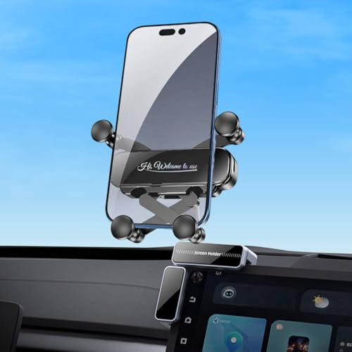 QruiLanTu Tesla - Supporto universale per telefono cellulare a gravità che non blocca mai la ventola, girevole a 360°, supporto in lega di silicone per proteggere lo schermo, accessori Tesla per