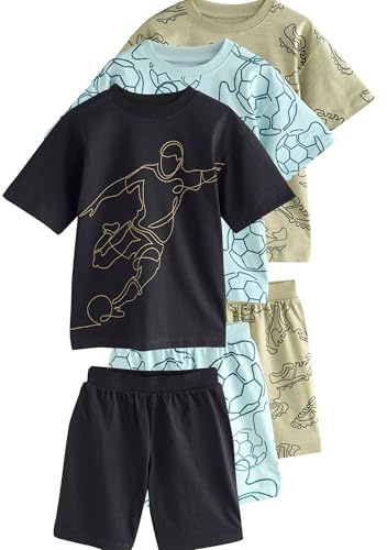 NEXT Jungen Pyjamas mit Shorts aus 100% Baumwolle, 3er-Pack