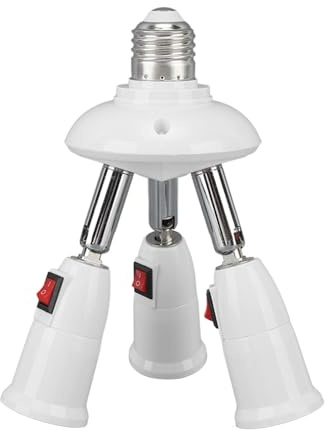 KIMISS Adaptateur de Lampe E27 E26, Extension de Douille 3 en 1 avec Interrupteur à Bouton Réglable pour l'éclairage de la Maison et du Bureau