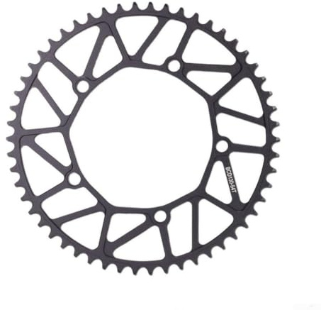 Plato de bicicleta individual 130 mm, plato de aluminio, 46, 50, 52 dientes, plato plegable, ligero, 5 agujeros, anillo de cadena para bicicleta de carretera, 130 mm, resistente (48T negro)