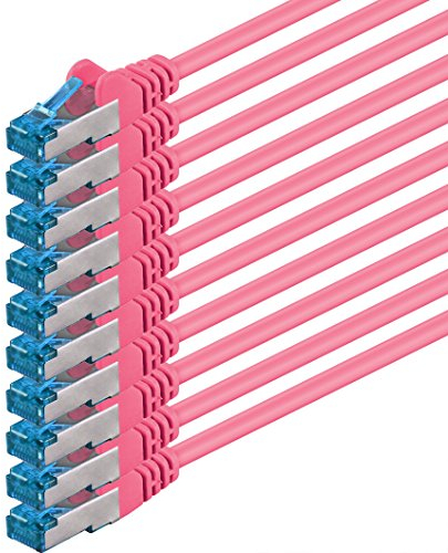 1,5m - CAT6a - Netzwerkkabel magenta - 10 Stück CAT 6 A Patchkabel 10000 Mbit s SFTP PIMF 500 MHz kompatibel zu CAT5 CAT6 CAT7 DSL Internet Switch Router