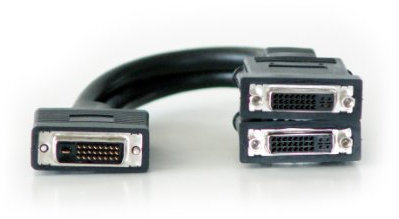 DVI-D Male To 2x DVI-I Female Y Splitter Cable Adapter - 2 Port/Way Video Monitor - Loops