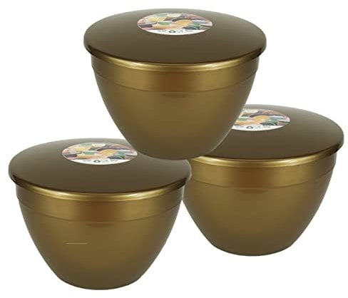 Just Pudding Basins Multipack Gold Coloured 2-Pint 1.14lt Basin and Lid (3 Pack)