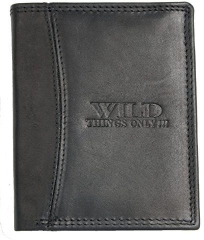 Herren Schwarzes Hochformat Vollleder Portemonnaie - Geldbörse Wild