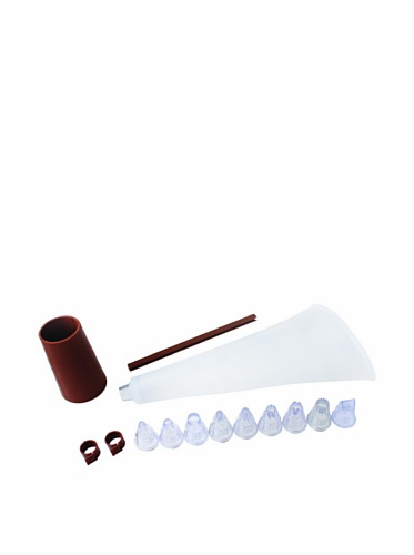 FACKELMANN Spritzbeutel einfach, Kunststoff, Weiß, Braun und Transparent, 370x120x40mm