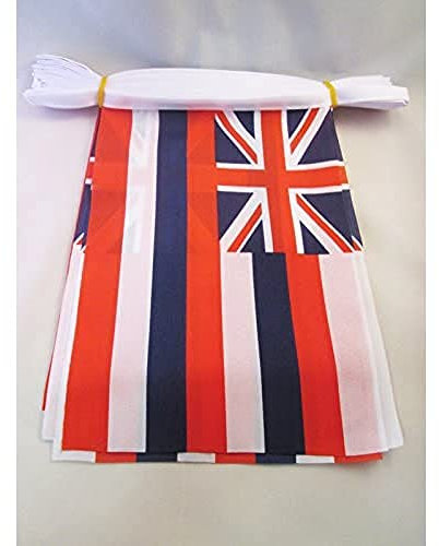 AZ FLAG - Fahnenkette Hawaii 6 Meter Mit 20 Flaggen - 21x14 cm - Hawaiische Bundesstaat Girlande Flaggenkette 14 x 21 Cm