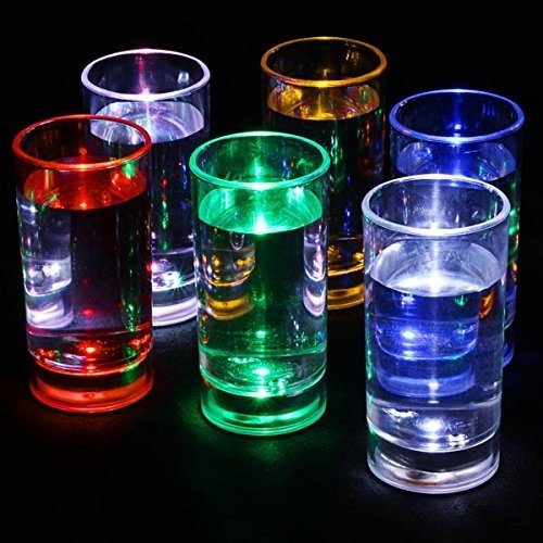 bar@drinkstuff Liquid Activated Flashing Shot Glasses 2.1oz / 60ml - Pack of 6 - Light Up Shot Glasses