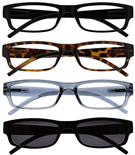 OPULIZE Nero Marrone Grigio Lettori Con Nero Uv400 Lettore Sole Valore 4 Pacco Uomo Donna Rrrs32-1271 +2,50-88 Gr