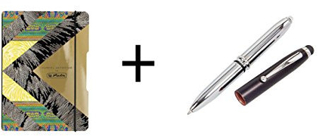 Herlitz Notizheft / Notizbuch DIN A6 / flexibel / 40Bl / kariert / Modern Glam + LED Touchpen Kugelschreiber