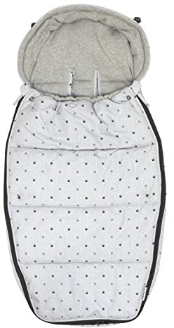 Original Dooky Footmuff Light Grey Crowns Größe L für Buggys & Kinderwagen ab 9 Monate, 98 x 50 cm, winterfest, wasserdicht & winddicht, für 3- und 5-Punkt-Gurte, grau