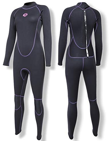 PAWHITS Damen Neoprenanzug 3mm Thermal Langarm Neopren Neoprenanzüge in voller Länge zum Tauchen Pink (Schwarz, S)