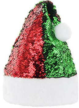Alsino Weihnachtsmütze Glitzer Santa Nikolausmütze grün-rot (wm-122) Ø 18 cm mit Pailletten Wendepailletten für Damen und Herren