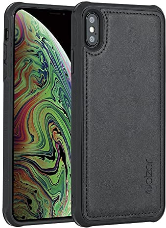 Molzar MAG Series for iPhone Xs Max Case, Built-in Metal Plate for Magnetic Mount, Works with Qi-certified Chargers, Compatible with iPhone Xs Max, Black