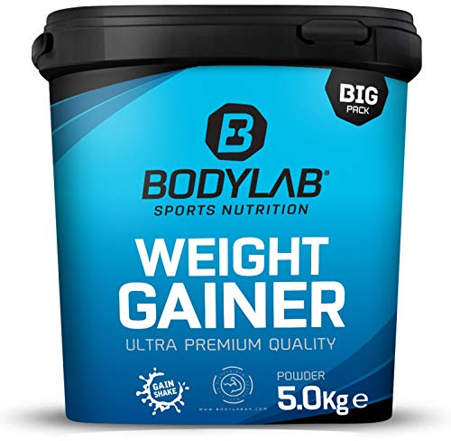 Bodylab24 Weight Gainer Cookies & Cream 5kg, der ideale Shake für die nächste Massephase, mit Kohlenhydraten, Ballaststoffen und mehr als 20% Eiweiß je Portion, angereichert mit Kreatin