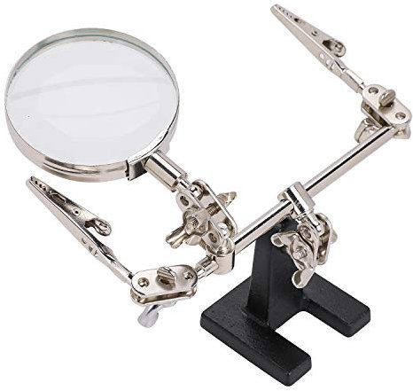 Helping Hand Magnifier Soldering Station Hands Free Repair Magnifier 5X Desktop Magnifying Glass Workpiece Holder with Clamp and Clips for Soldering, Assembly, Repair, Modeling,Crafts DIY