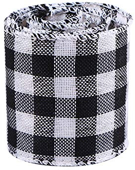LUMoony MoonyLI Weihnachten Wired Ribbon Plaid Sackleinen Christmas Wrapping Ribbon Bögen Ribbo Gingham Ribbon Wired Plaid Ribbon DIY 6 Yards
