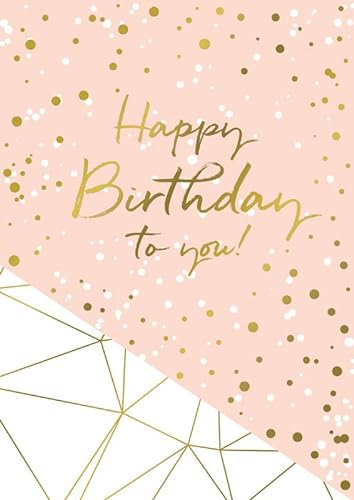 Hartung DIN A4 Grußkarte zum Geburtstag, Geburtstagskarte Happy Birthday mit Goldveredelung, Klappkarte im weißen Umschlag