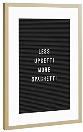 artboxONE Poster mit Rahmen Gold 60x40 cm Letterboard Spaghetti von Hafenkönigin - gerahmtes Poster