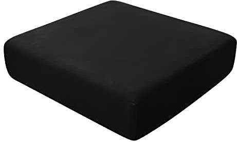 SYLC Sofa Sitzkissenbezug, Stretch Sitzkissenbezug rutschfest Mit Krawatten, Samt Überzüge Für Wohnwagen Polster Sitzbezüge Für Sofa(Black,1-Sitzer)