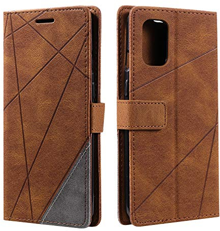 SONWO Hülle für OnePlus 8T, Premium Leder PU Handyhülle Flip Case Wallet Silikon Bumper Schutzhülle Klapphülle für OnePlus 8T, Braun